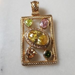 Multi gemstone vintage inspired pendant